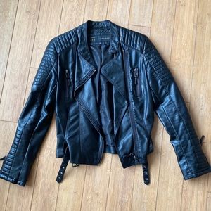 Zara Black faux leather jacket size small